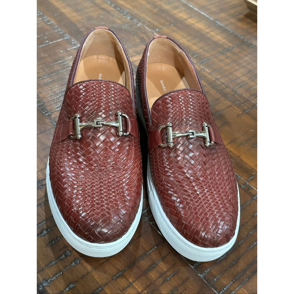 Marc Nolan mahogany brown woven loafers 10 boardwalk slip on